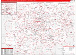 Nashville-Davidson-Murfreesboro-Franklin Metro Area Wall Map Red Line Style 2026